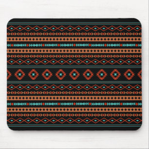 Mousepad Padrão Aztec Rusts Teal Black Mixed Motifs