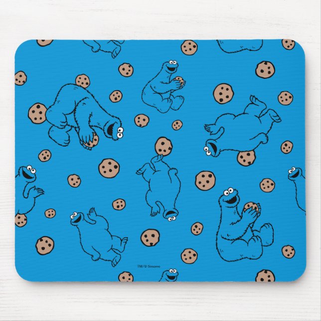Mousepad Padrão Azul de Monstro de Cookies e Cookies (Frente)