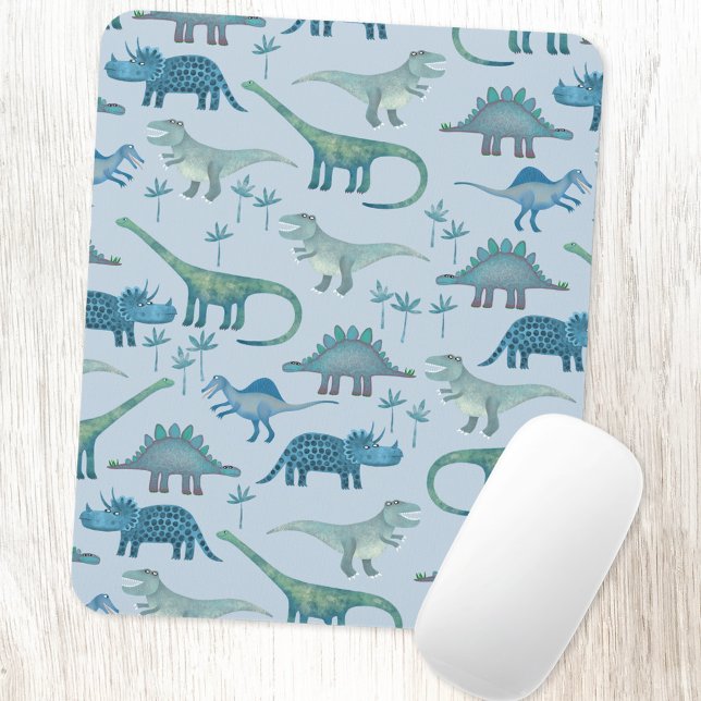 Mousepad Padrão Azul dos Dinossauros (Blue dinosaur pattern art mousemat)