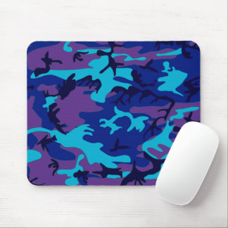 Mousepad Padrão Azul Escuro de Camouflage e Roxo