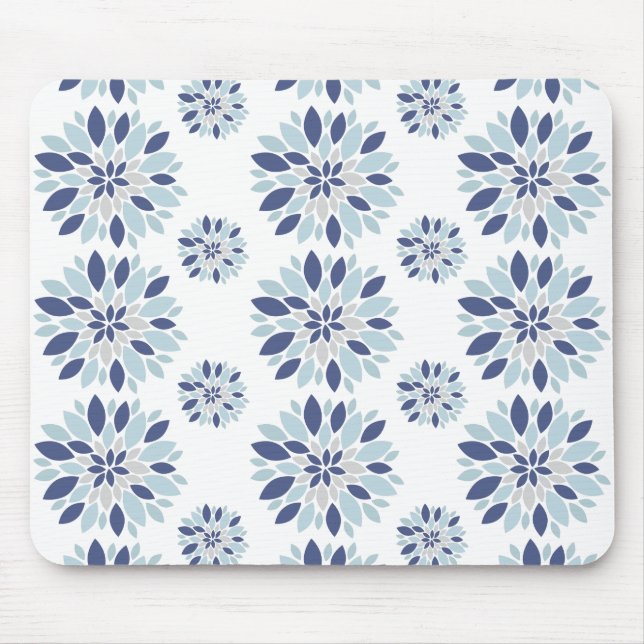 Mousepad padrão azul floral (Frente)