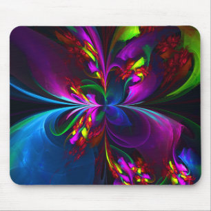 Mousepad Padrão Azul Vermelho Abstrato Floral Moderno #15