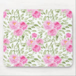 Mousepad Padrão bonito de Buquê Floral de Peões Rosa<br><div class="desc">Adicione um sotaque feminino à sua mesa com este mousepad do tema floral rosa. Apresenta um padrão floral de cor d'água de peões e buquês cor-de-rosa. Isso será perfeito como presente para todas as ocasiões.</div>