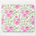 Mousepad Padrão bonito de Buquê Floral de Peões Rosa<br><div class="desc">Adicione um sotaque feminino à sua mesa com este mousepad do tema floral rosa. Apresenta um padrão floral de cor d'água de peões e buquês cor-de-rosa. Isso será perfeito como presente para todas as ocasiões.</div>