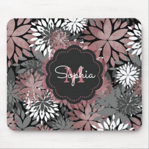 Mousepad Padrão bonito de Ilustração Floral Dourada do R