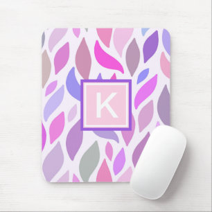 Mousepad Padrão Botânico de Monograma Rosa Adorável