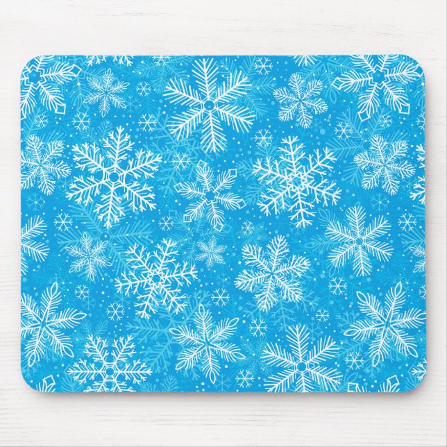 Mousepad Padrão branco de flocos de neve (Frente)