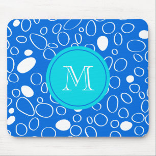 Mousepad Padrão branco e azul de pontos grandes aleatórios 