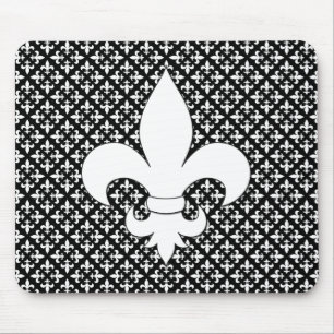 Mousepad Padrão Branco e Preto do Fleur de Lis