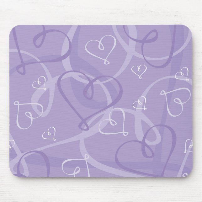 Mousepad Padrão cardíaco roxo (Frente)