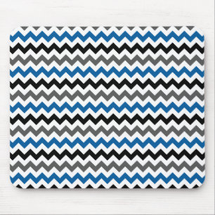 Mousepad Padrão Chevron Fundo Cinza Azul Preto Branco
