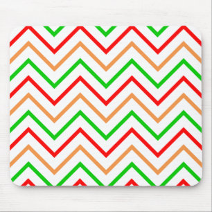 Mousepad Padrão Chevron Vermelho, Laranja e Verde