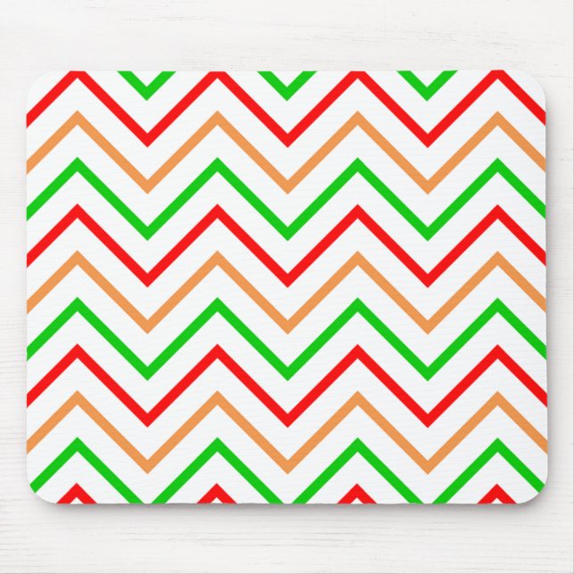 Mousepad Padrão Chevron Vermelho, Laranja e Verde (Frente)