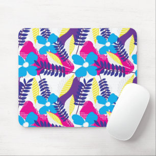 Mousepad Padrão Chic Floral e Ponto Colorido com Folhas