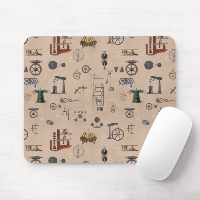 Mousepad Padrão Científico Mecânico de Engenharia Antiquado (Com mouse)