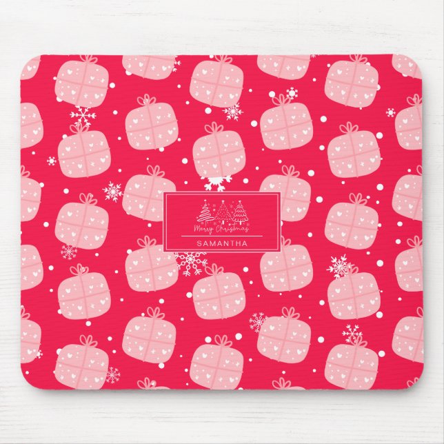 Mousepad Padrão Clássico de Feriado-Presente de Natal (Frente)