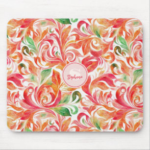 Mousepad Padrão Colorido De Folha De Paisley Inspirado Na V