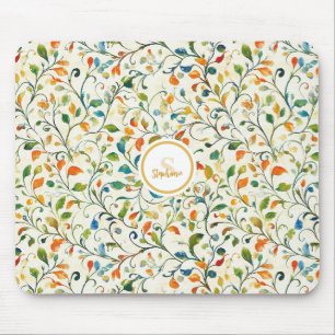Mousepad Padrão Colorido De Folha De Paisley Inspirado Na V