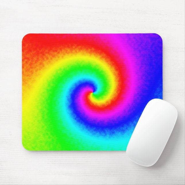 Mousepad Padrão Colorido de Tie Dye Rainbow Swirl Summer (Com mouse)