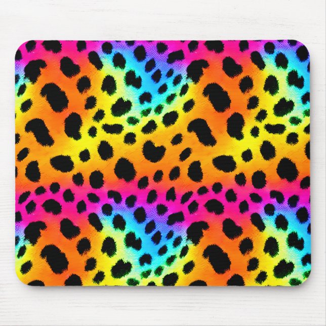 Mousepad Padrão Colorido do Arco-Íris Cheetah Sem Costura (Frente)
