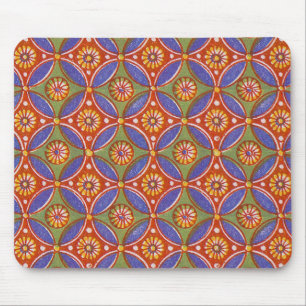 Mousepad Padrão Colorido do Círculo Vermelho Rústico Geo