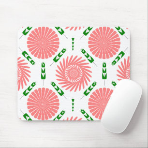 Mousepad padrão com flores rosa