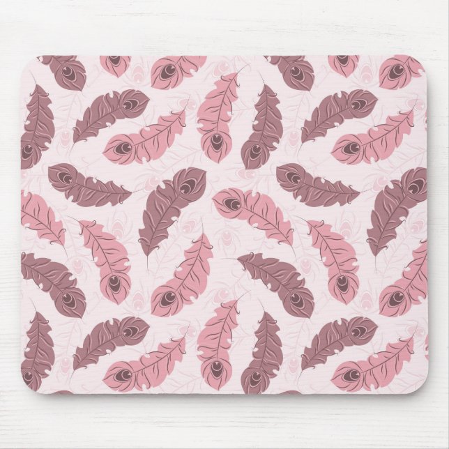 Mousepad padrão com penas de pavão (Frente)