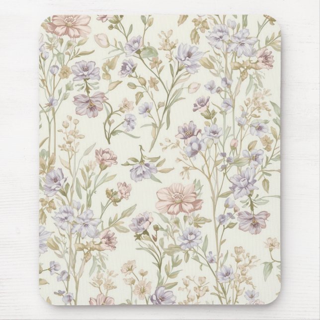 Mousepad Padrão contínuo de aquarela de flores silvestres v (Frente)