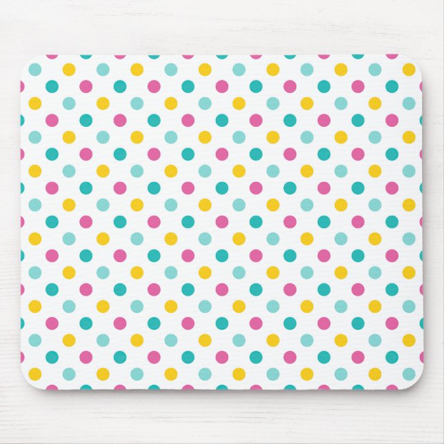Mousepad Padrão contínuo de bolinhas coloridas (Frente)