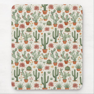 Mousepad Padrão contínuo de cactos suculentos do deserto