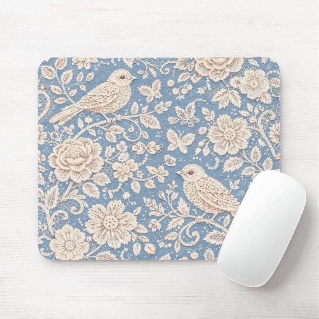Mousepad Padrão contínuo de Chinoiserie de Pássaros e Flore (Com mouse)