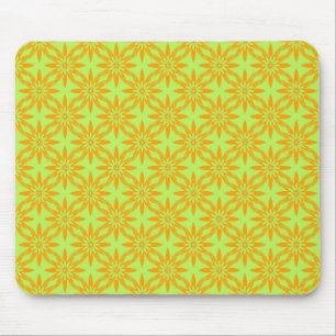 Mousepad Padrão contínuo de flor verde laranja