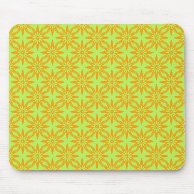 Mousepad Padrão contínuo de flor verde laranja (Frente)