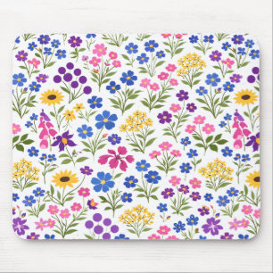 Mousepad Padrão contínuo de flores silvestres minimalistas