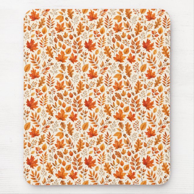 Mousepad Padrão contínuo de folhas quentes de outono (Frente)