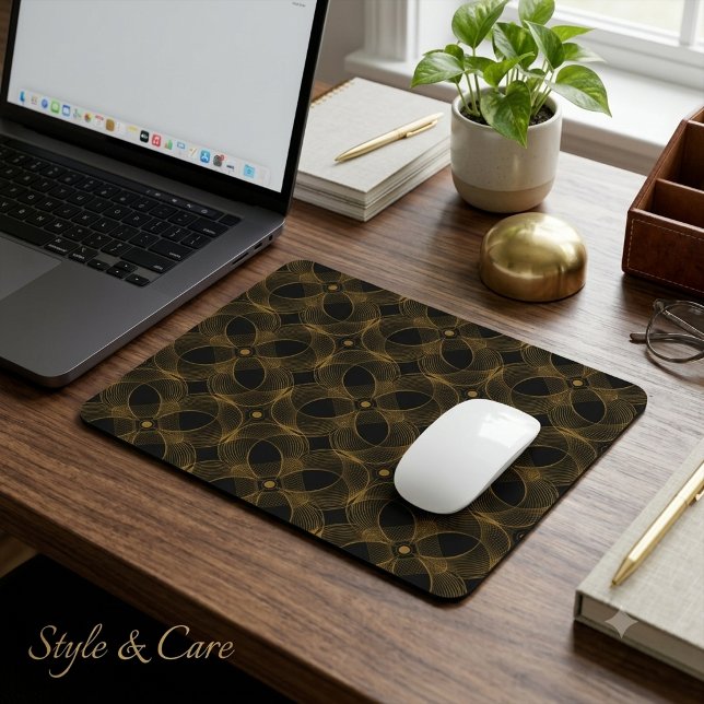 Mousepad Padrão contínuo de guillochê em ouro de luxo (Luxury Gold Guilloché Seamless Pattern Mouse Pad)