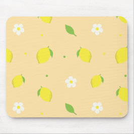 Mousepad Padrão contínuo de laranja amarela com flores bran