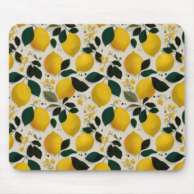 Mousepad Padrão contínuo de limão botânico vintage (Frente)