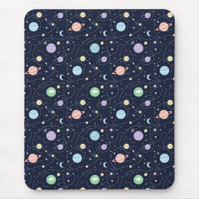Mousepad Padrão contínuo de planetas do Sistema Solar (Frente)