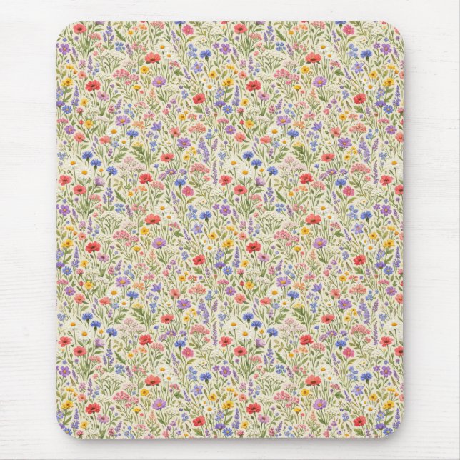 Mousepad Padrão contínuo de prado de flores silvestres colo (Frente)
