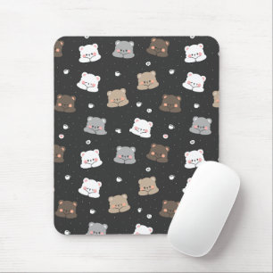 Mousepad Padrão contínuo de ursos dormindo fofos em tons ne