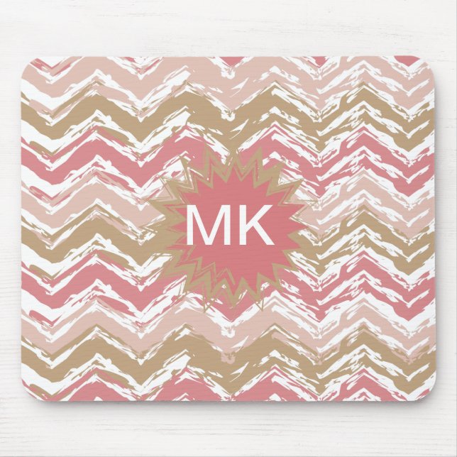 Mousepad Padrão Coral Spice Scribble ZigZag Chevron (Frente)