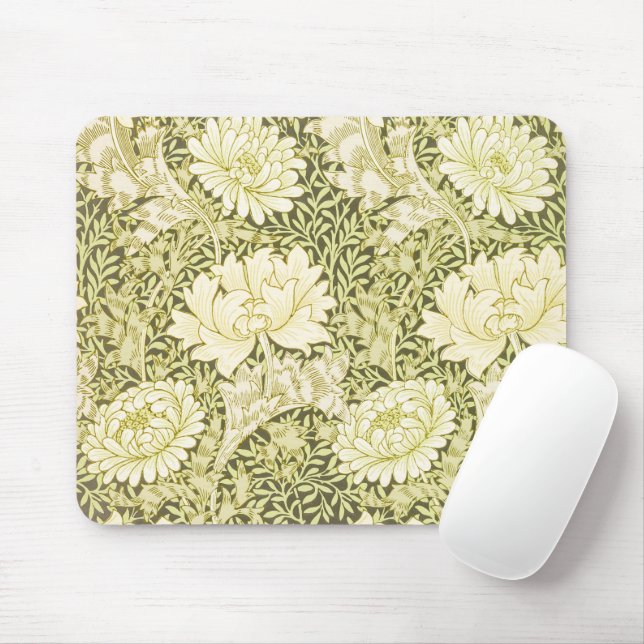 Mousepad Padrão Crisântemo Vintage de William Morris (Com mouse)