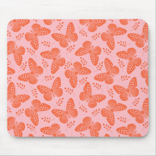 Mousepad Padrão da borboleta laranja sobre fundo rosa