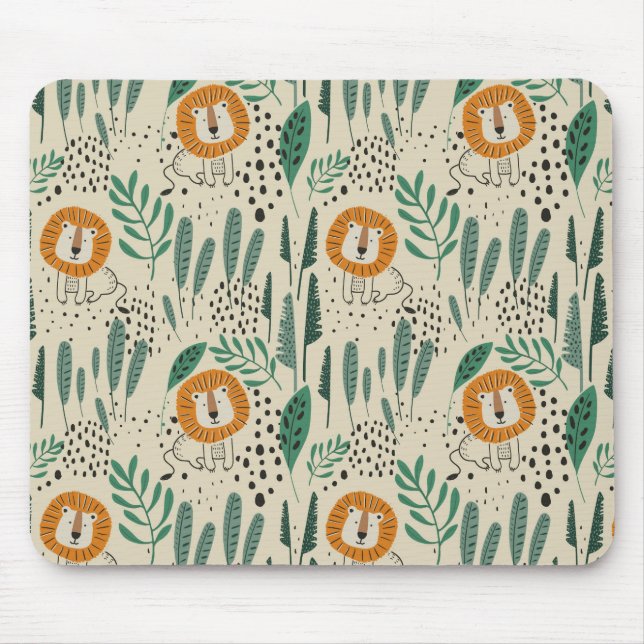 Mousepad Padrão da Floresta Tropical Selvagem de Leão-de-Dó (Frente)