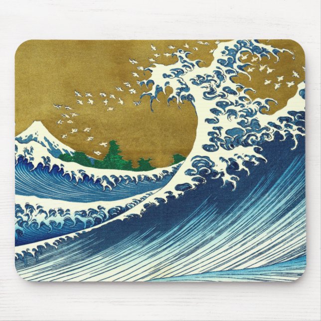 Mousepad Padrão da Grande Onda de Hokusai: Arte Japonesa Uk (Frente)