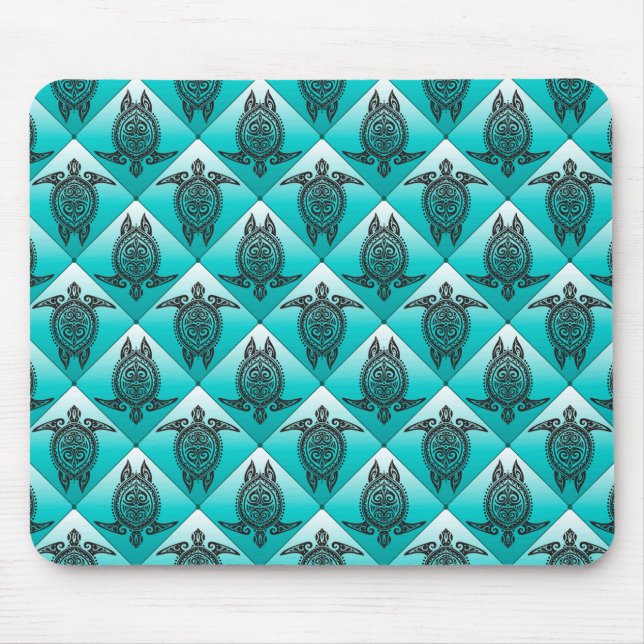 Mousepad Padrão das tartarugas do mar Shamanic - ciano (Frente)