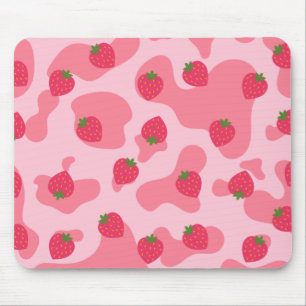 Mousepad padrão das vacas de morango kawaii