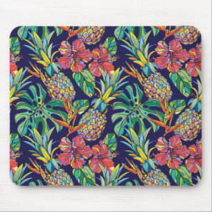Mousepad Padrão de abacaxi tropical Hibiscus