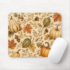 Mousepad Padrão de Abóbora e Cabaças de Outono Vintage